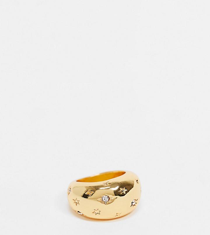 Asos Design 14k Gold Plated Ring In Celestial Bubble Design
