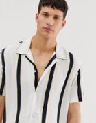 Jack & Jones Originals Revere Collar Shirt With Vertical Stripe-white
