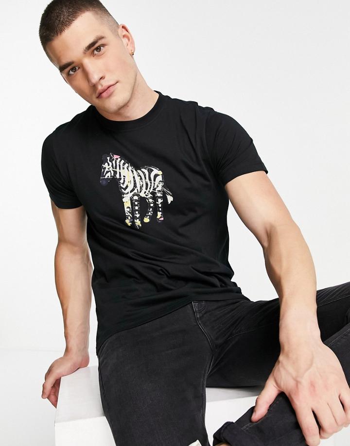 Ps Paul Smith Slim Fit Large Zebra Logo T-shirt In Black