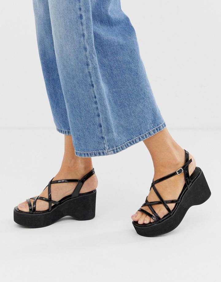 New Look 90s Flatform Sandal In Black - Black