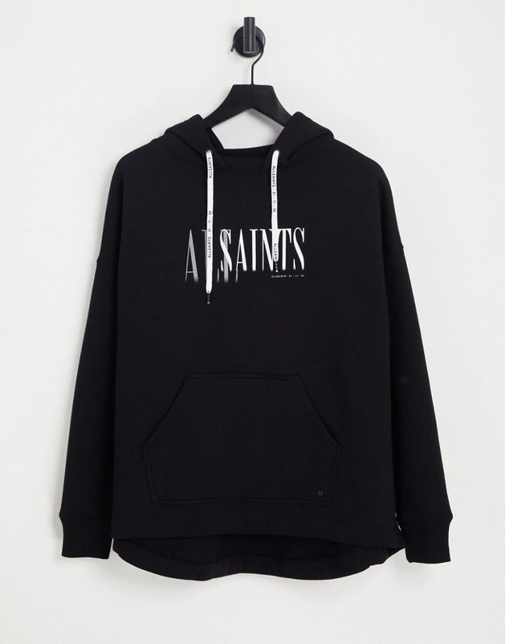 Allsaints Logo Hoodie In Vintage Black