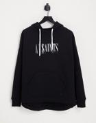 Allsaints Logo Hoodie In Vintage Black