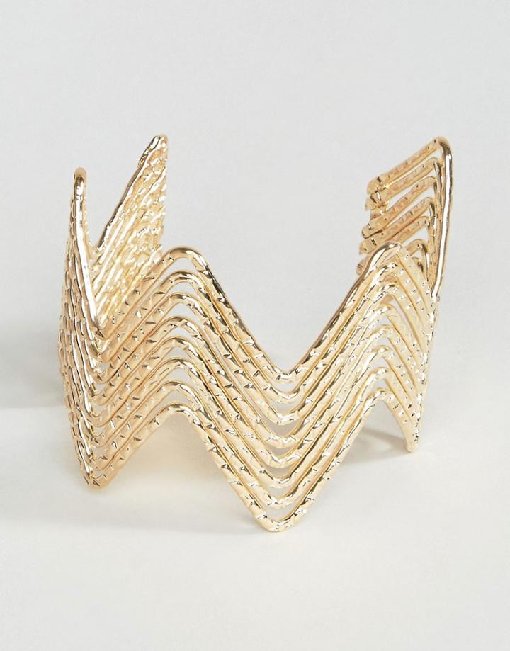 Ashiana Zig Zag Chunky Cuff Bracelet - Gold