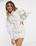 Asos Design Denim Zip Through Dress In White