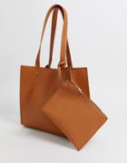 Asos Design Square Shopper Bag-tan