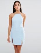 Rare Square Neck Mini Dress With Split Detail - Blue