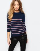 Y.a.s Enda Mix Sweater In Stripe - Navy Blazer