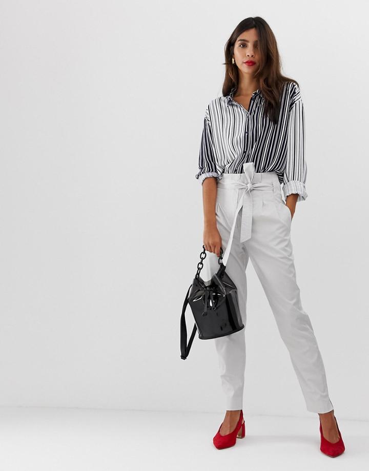 Y.a.s Pipa Belted Tie Waist Peg Pants - Gray