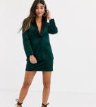 Asos Design Petite Velvet Tux Suit Mini Skirt In Forest Green
