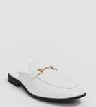 Asos Design Wide Fit Backless Mule Loafer In White Faux Leather - White