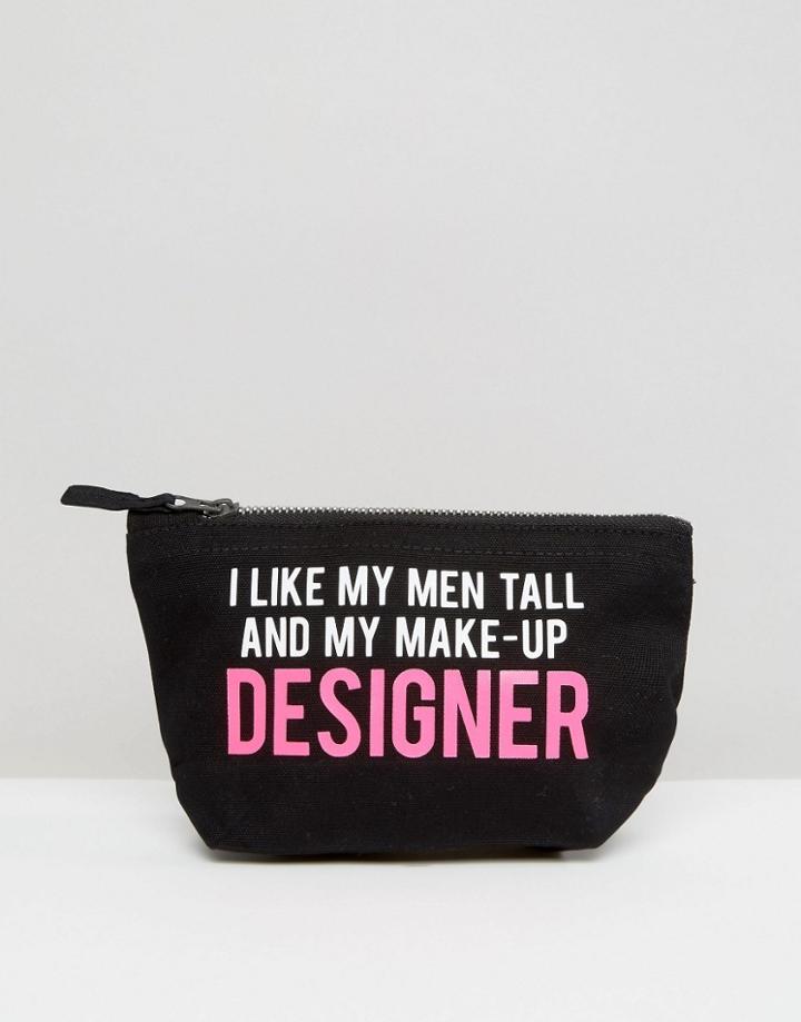 Crazy Haute Slogan Mini Make Up Bags - Black