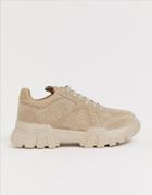 Asos Design Drone Chunky Sneakers In Sand - Beige