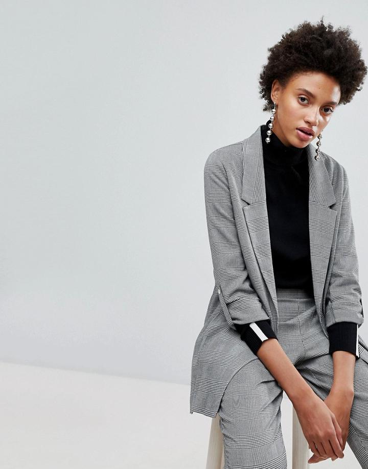 Stradivarius Mini Check Blazer - Gray