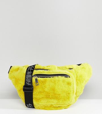 Shikumi Acid Yellow Faux Fur Bumb Bag - Yellow