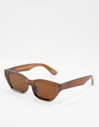Asos Design Cat Eye Sunglasses In Brown With Brown Lens