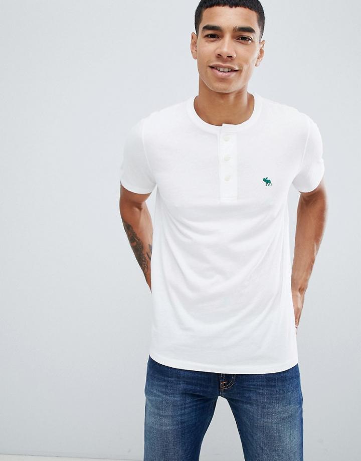 Abercrombie & Fitch Icon Logo Henley T-shirt In White - White