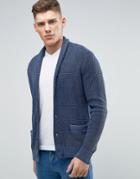 Abercrombie & Fitch Waffle Knit Shawl Collar Cardigan In Navy - Navy