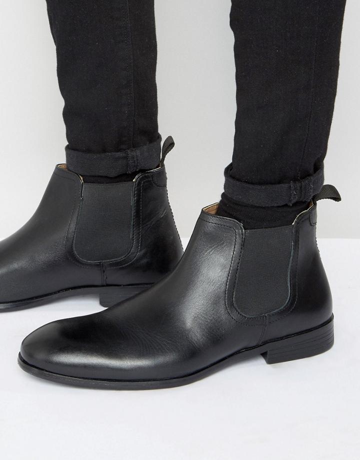 Red Tape Chelsea Boots In Black Leather - Black