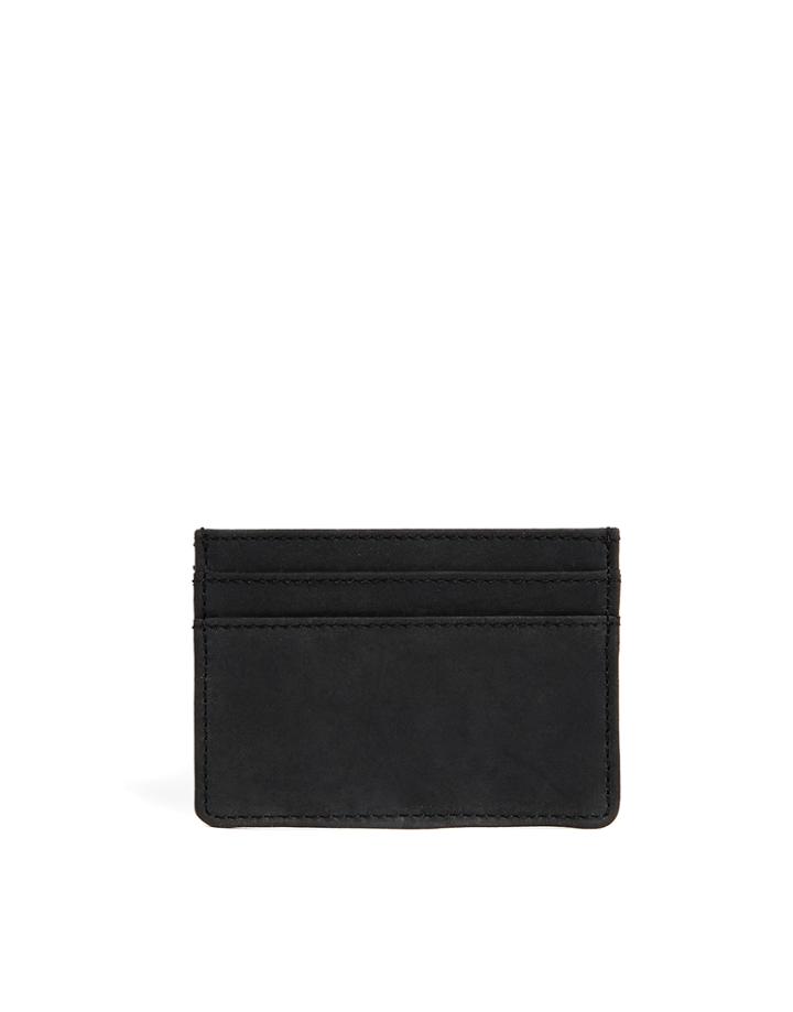 Asos Leather Cardholder In Black - Black