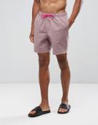 Asos Swim Shorts In Pink With Contrast Drawcord Mid Length - Pink