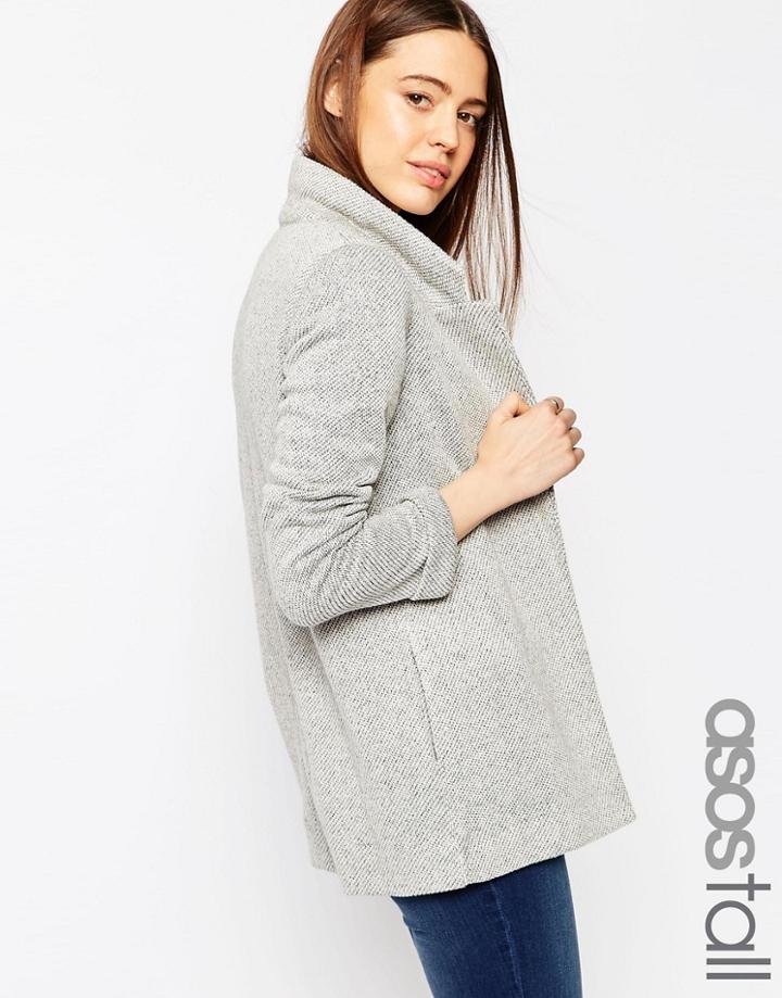 Asos Tall Longline Jacket In Texture - Gray