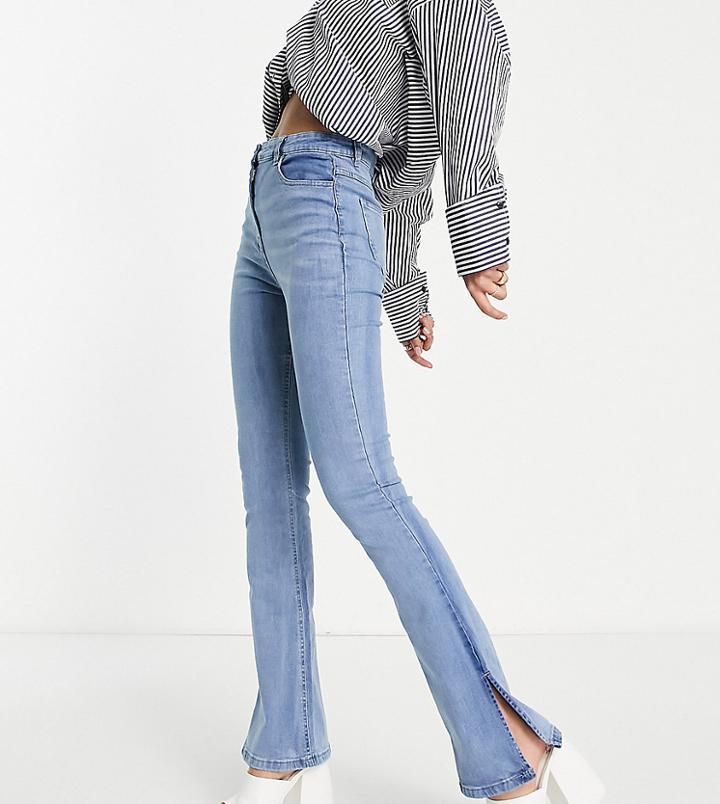 Parisian Tall Side Split Flared Jeans In Light Blue