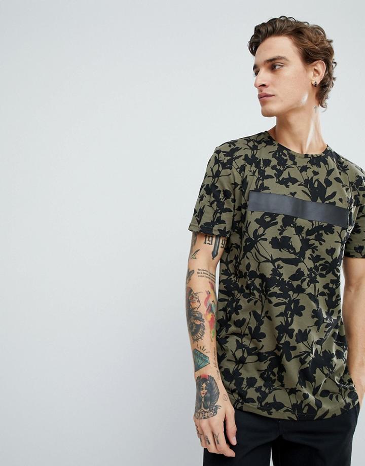Dr Denim Patrick Green Flower Dash T-shirt - Green