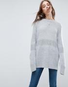 Asos Oversized Sweater With Rib Detail - Gray