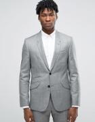 Asos Slim Suit Jacket In Gray 100% Wool - Gray