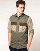 Asos Panelled Military Shirt - Brown