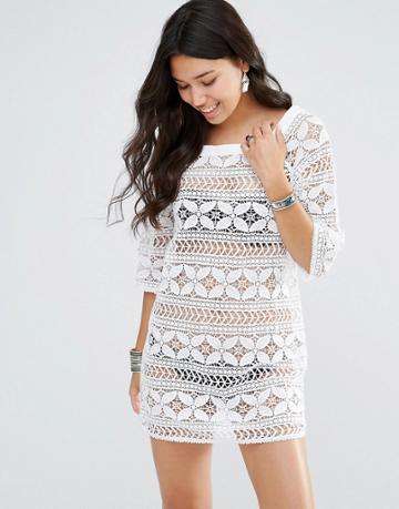Gypsy 05 Crochet Mini Dress - Ajara Ivory