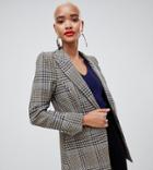 River Island Tailored Blazer With Stripe Back In Gray Check - Brown