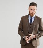 Heart & Dagger Skinny Suit Jacket In Donegal - Brown