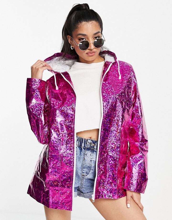Brave Soul Festival Rhino Rain Trench In Pink Shimmer