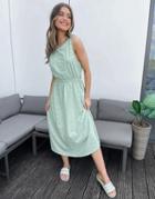 Asos Design Broderie Midi Dress With Cut Out Detail In Sage Green