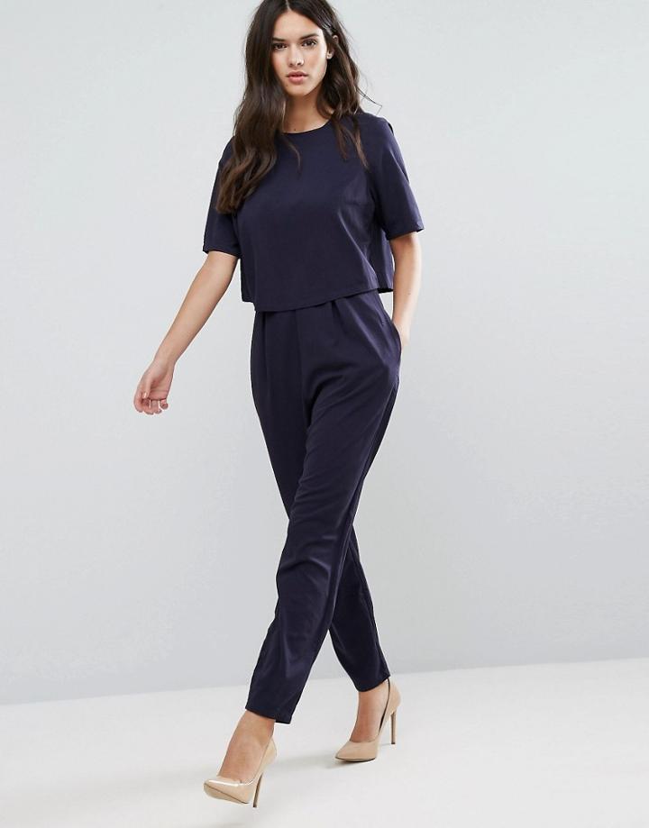 Y.a.s Short Sleeve Jumpsuit - Navy