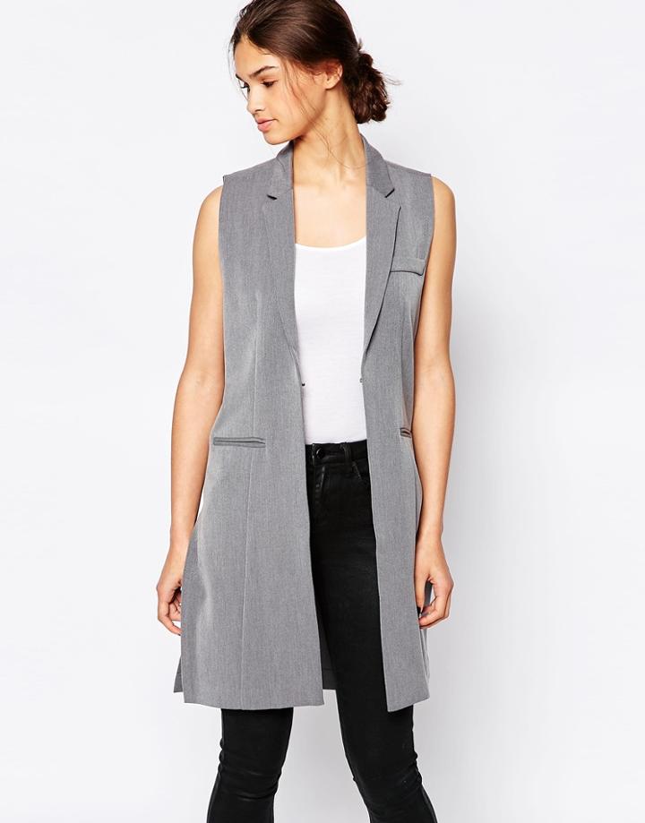 B.young Textured Waist Coat - Medium Gray