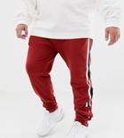 Asos Design Plus Retro Track Skinny Joggers With Side Stripes And Poppers - Red