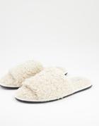 Asos Design Slipper In Cream Fleece-white
