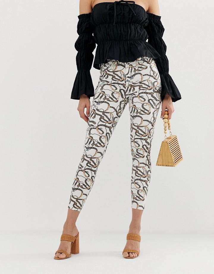 River Island Molly Skinny Jeans In Chain Print-multi