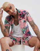 Criminal Damage Shirt In Pink Floral Print - Pink