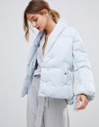 Lost Ink Padded Jacket With Side Fastening - Gray