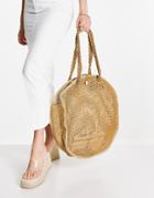Nali Large Round Raffia Shoulder Bag In Natural-neutral