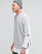 Asos Oversized Short Sleeve Sweatshirt - Gray Marl