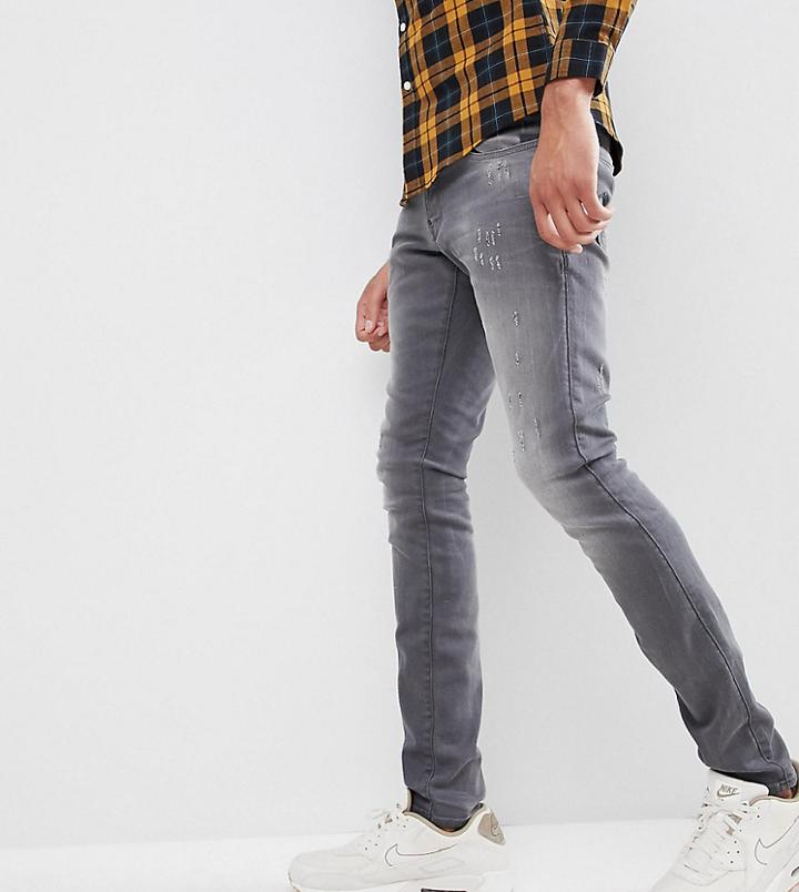G-star Tall Revend Super Slim Jeans With Abraisons Washed Black - Gray
