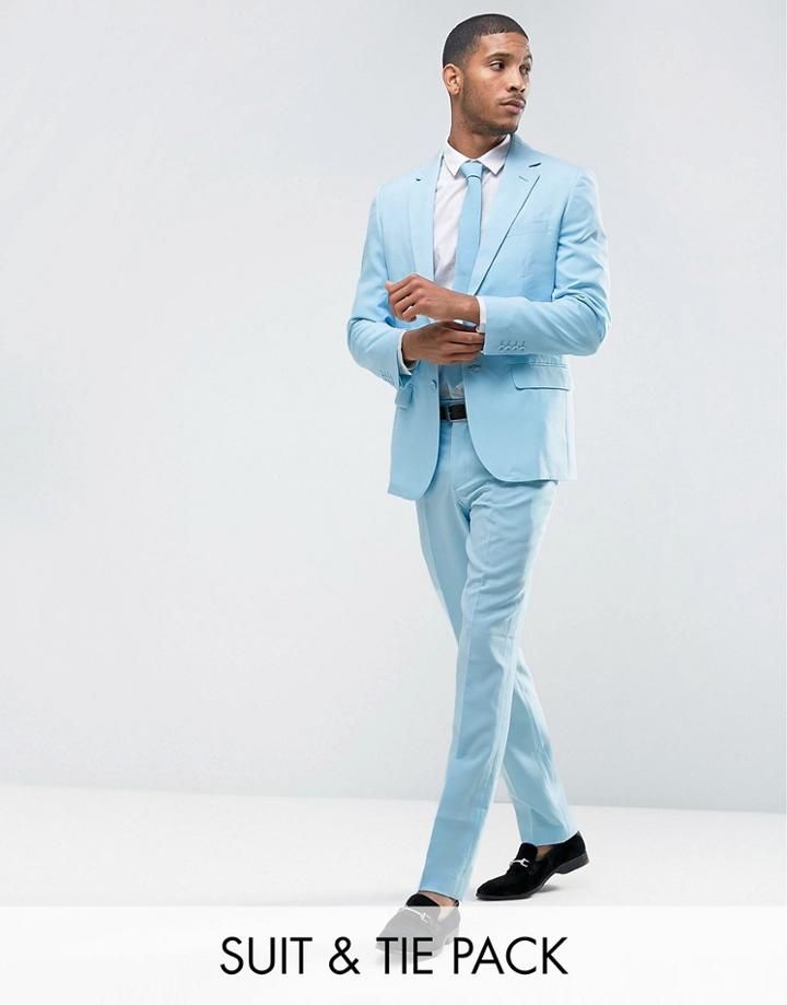 Opposuits Prom Slim Suit + Tie In Blue - Blue