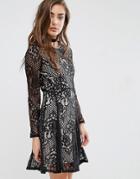 Miss Selfridge Lace Skater Dress - Black