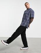 Weekday Dameer Checked Short Sleeve Shirt In Navy