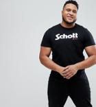 Schott Plus Logo T-shirt Slim Fit In Black - Black