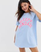 Asos Design Sundaze Pyjama Sleep Tee-blue